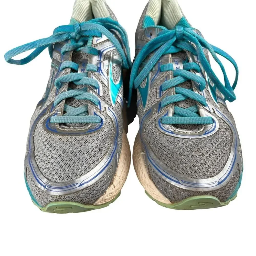 Brooks Adrenaline GTS 18 Blue + Silver Running Shoes Size Woman's 6.5